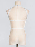 Fongt New Female Temperament Dress-Up Round Collar Sleeveless Back Hot Diamond Design Vest Top