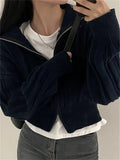 Tops Women Chic Full Sleeve Autumn Winter 2023 New Solid Slim Clothes Office Lady Knitted Cardigans Coats Female