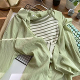 Fongt Collar Long-Sleeved Open Shirt With Thin Sunscreen Women 2025 Spring And Summer New Loose Blue Shirt