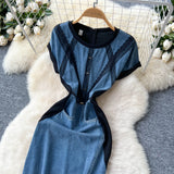 Fongt Women's Dress Dress 2025 Spring Design Sense Niche Tied With Long-Sleeved Lotle Leaves Side Irregular Loose Long Dress