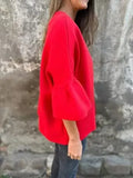 Fongt 2025 New Fashion Women's Round Seven-Sleeved Short Cardigan