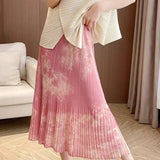 Fongt Folded Spring Half-Dress New Folded Print Japan-Korea Casual Dress High-Grade Small Scented Dress