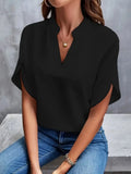 Fongt Women's Summer Casual Pure Color V-Neck Loose Shirt Top Woman