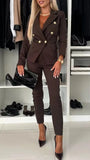 Fongt New Women's Pure Color Bred Suit Independent Fashion Leisure Pocket
