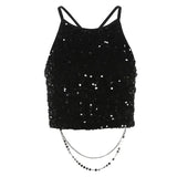 2024 Summer New Women's Sexy Hottie Metal Chain Bare Back To Bare Waist Umbilly