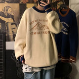 Mountains Letter Print Sweater Women Harajuku Couples Streetwear Knitted Pullovers Hip Hop Fashion Winter Tops