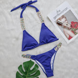 Fongt Bikini Ribbon Luxury Diamond Swimwear Sexy Metal Chain Accessories