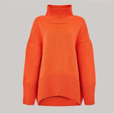 Women's Turtleneck Sweater Oversize Solid Long Batwing Sleeve Female Pullover Jumper 2021 Autumn Winer Ladies