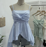 Fongt Shooting Irregular Kinky Skirt Shaved Belly Thin Sling Vest Design Slim Slime Sleeveless Top 9150