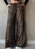 Fongt Classic Leopard Print Casual Trousers