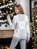 Fongt And Winter New Christmas Sweater Women's Loose Knitted Jersey Square Bow Bump Color Coat