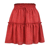Summer Dot Print High Waist Skirt Women Vintage Plus Size Sexy Mini Skirts A Line Streetwear Chiffon Bandage Boho