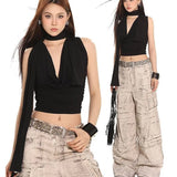 Fongt Spring And Summer New High-End Sexy Inside Sexy Neck Ribbon Design Sling Vest Woman