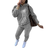 Tracksuits Casual Plush Warm Fluffy Suits Women's Long Sleeve Hooded Sweatshirt Hoodie Long Sporty 2 Piece