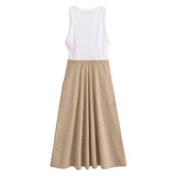 Pocket Spliced Midi Dress 0264073-Outfit
