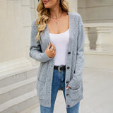 Fongt Long Coat Women's Long Dress Long Female Solid Color Mah-Button Cardigan Long-Sleeved British Style