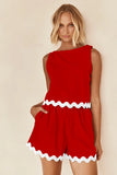 Fongt Spring And Summer 2024 Comfortable Casual Solid Color Sleeveless Shorts Set Female-88165-Outfit