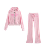 Fongt Homemade New Women's Classic Hooded Velvet Coat Prints Velvet Trousers