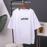 Lttter Printed Cotton T Shirts Women Summer Harajuku Basic Loose Tees for Girl Simple Oversized Female Tops