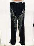 STREET Newest 2023 Designer Blazer Suit Women's Perspective Gauze Patchwork Blazer Pencil