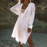 Fongt Day Silk Bamboo Set Hood Sunscreen Beach Coat Seaside Vacation Bikini With Swimsuit Hood