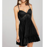 Brand New Women Party Lace Flower Backless Mini Dress Summer Sexy Sling Spaghetti straps Deep V Neck Wedding Club