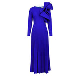 Fongt Round Collar Three-Dimensional Decorative Folds Skirt Styling Party Party High Waist Dress Dresses