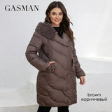 Women's Winter Down Jacket Long Classic Design Zipper Pocket Women Solid Color Coat Leisure Plus Size Parkas