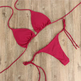 Fongt Neck With Bikini Solid Color Sexy Swimsuit Lady Split Strap Adjustable Multi-Color Swimsuit
