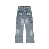 Fongt Women's African Jeans In The Wind Street Fashion Multi-Pocket Denim Trousers