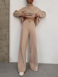 Fongt New Long-Sleeved Broad Leg Trousers Fashion Set Loose High-Collar Leisure Two Sets