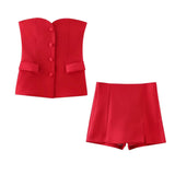 Fongt Women's Clothing 2025 Spring New Silk-Sense Texture Spliced Tight Body Clothes + Open-Fork Splicing Skirt Set