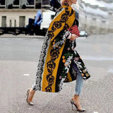 Fongt Spring And Autumn Wishebay Long Horn Sleeve Coat Print Loose Wind Coat