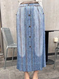 Fongt Folding 2025 Summer New Temperament Fashion With Daily Commute To Wear Exquisite Denim Button Half Skirt