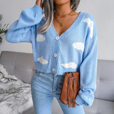 Wind Shooting Autumn And Winter New White Cloud Knitted Cardigan Sweater Women's