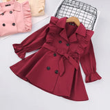 Toddler Girls Clothes Autumn Winter Long Sleeve Fashion Trench Coats Children Solid Outerwear with Sashes Costume