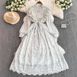 Fongt Court-Style Long Dress With Heavy Embroidered Lace Dress Elegant
