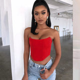 Fongt Light Color Ding Arc Wrapped Chest Female Playful Sexy Wind Back Exposed A Word Collar Slim Top-Outfit