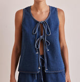 Fongt Summer Fashion Casual Sleeveless With High-Rise Women's Vests Denim Set Shorts