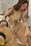 Korea Vintage Sleeveless Jumpsuits Summer Sleeveless Wide Leg Pants Elegant Lady Casual