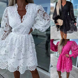 Fongt New Sexy Hollow Water-Soluble Lace Lace Temperament Commuter Dress