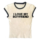 LOVE MY BOYFRIEND Summer Fashion Girls Pink Y2k Crop Top Harajuku Short Sleeve Women T-Shirt Baby Tee Streetwear EMO Girl Punk-Outfit