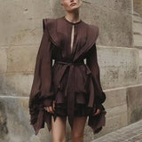 Fongt Leaf Lantern Sleeve Dress Women 2025 Summer New Temperament Elegant Simple Casual Fashion Beach