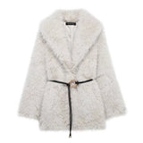 Fongt Women's Winter New Artificial Fur Effect With Belt In The Long Fur Coat