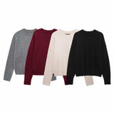 Fongt Women's New 2025 Casual Pure Color Long-Sleeved Soft Knitwear