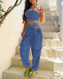 Fongt New Women's Chest Strap Waist Hole Overalls Trouser