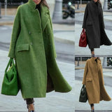 Women's Thick Warm Wool Blends French Style Elegant Long Coats Jackets Overcoats Female Oversized Women Winter