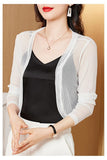 Women Thin Mesh Cardigans Lady Summer Transparent Shawl Female Long Sleeve Short Coat Outwear-Outfit