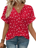 Fongt New Women's Dress Casual Round Neck Striped Multi-Color Short-Sleeved Overseas Hot T-Singing T-Shirt