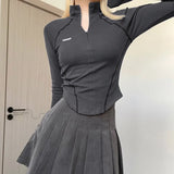 Stitch Detail Long Sleeve Top-Outfit